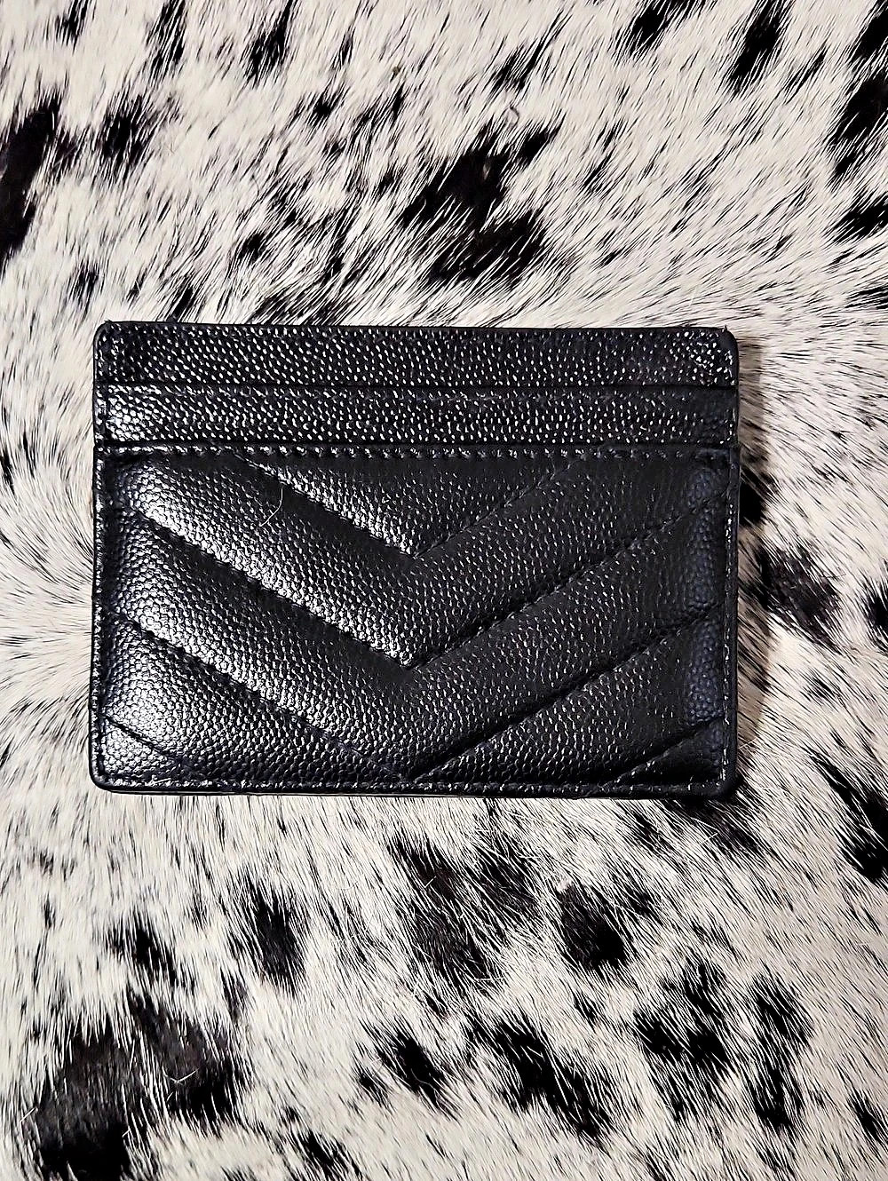 Saint Laurent Cassandre Matelassé Card Case in Grain de Poudre Leather Black - Picture 2 of 2
